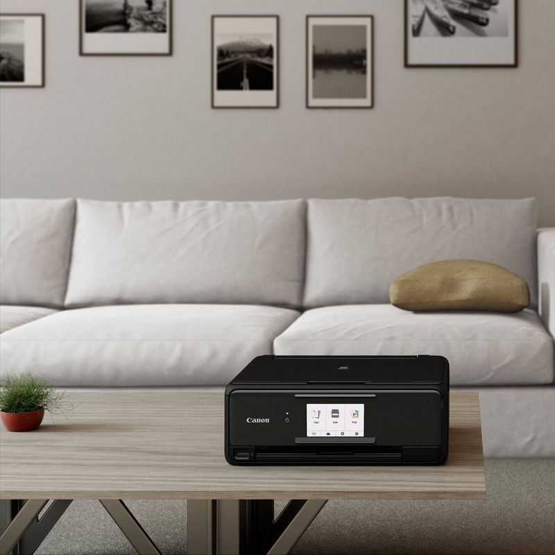 Canon PIXMA TS8150 - Black Kept On A Table In a Hall