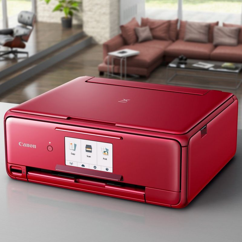 Canon PIXMA TS8152 – czerwona Na stole
