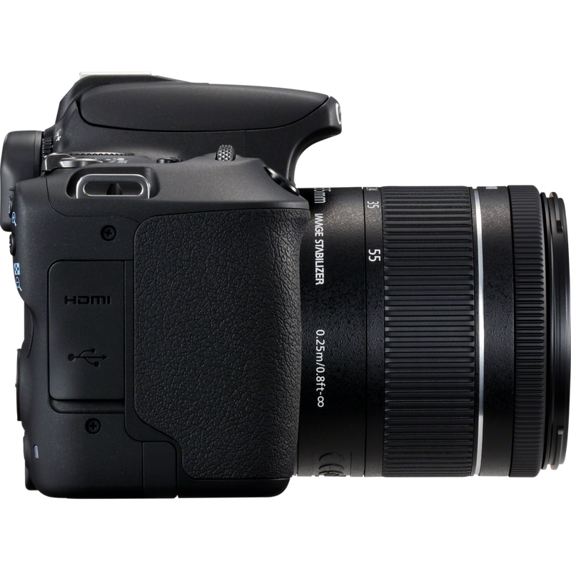 Canon EOS 200D Black + 18-55mm f/4-5.6 IS STM Lens Black + Backpack + Spare Battery Product Left View