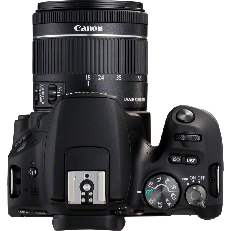 Canon EOS 200D Black + EF-S 18-55mm f/4-5.6 IS STM Black Product Top View