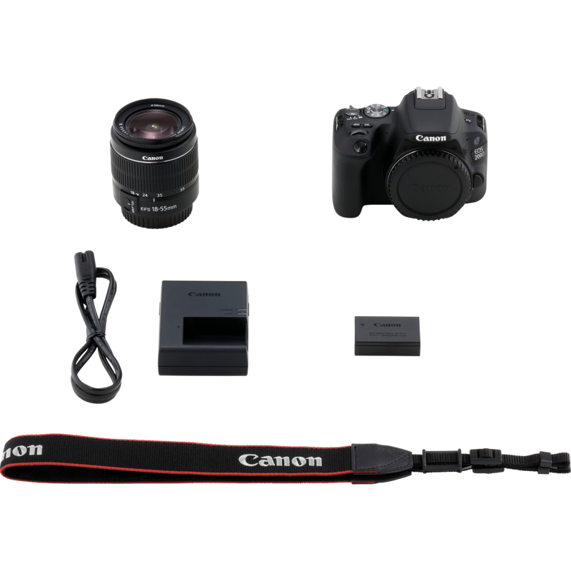 Canon EOS 200D Black + EF-S 18-55mm f/3.5-5.6 III Lens Product What's In The Box