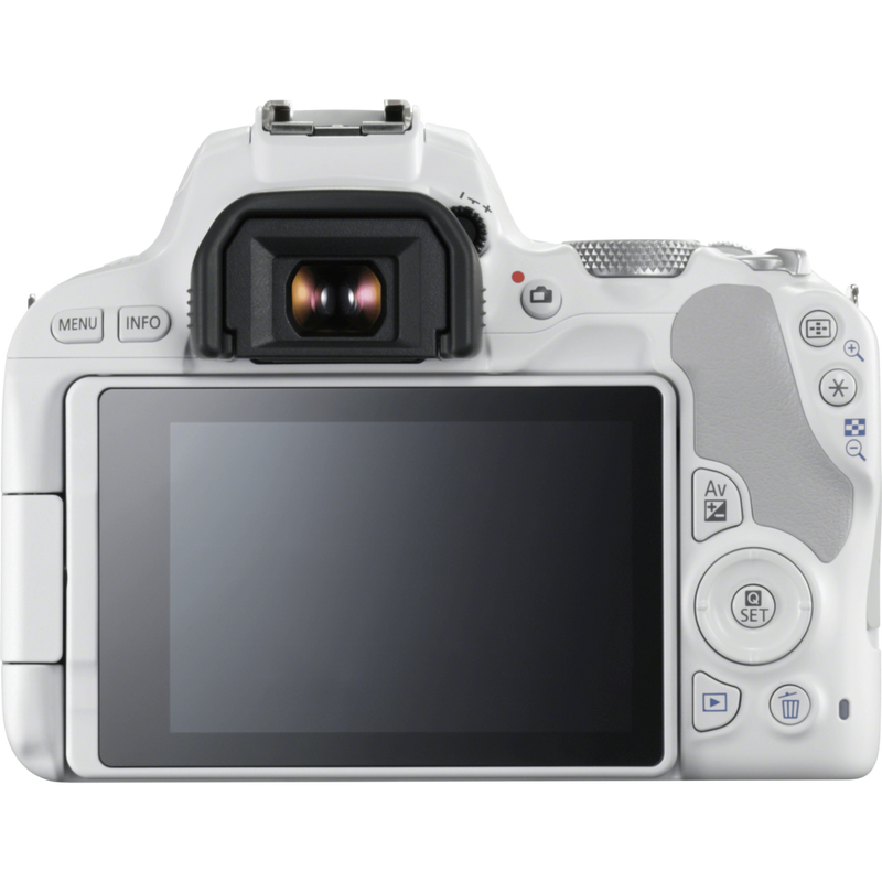 Canon EOS 200D White + EF-S 18-55mm f/4-5.6 IS STM Lens Silver Product Back View