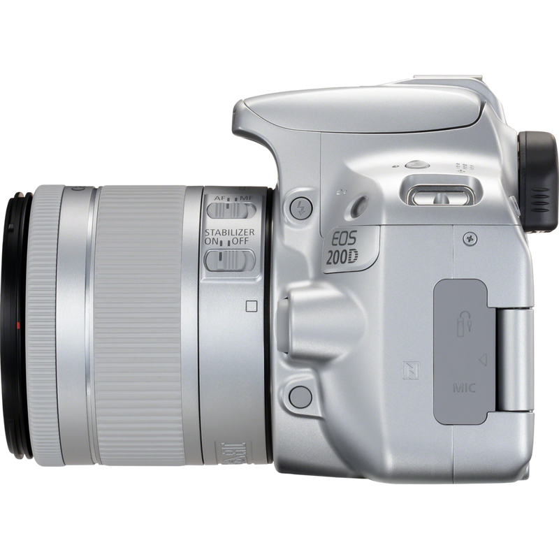 Canon EOS 200D Silver + EF-S 18-55mm f/4-5.6 IS STM Lens Silver Product Right View