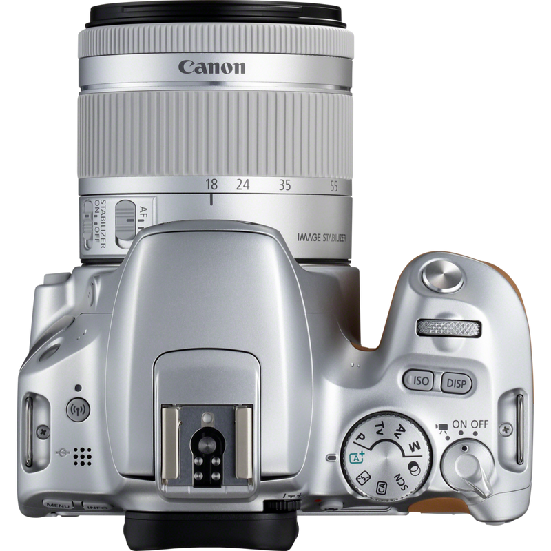 Canon EOS 200D Silver + EF-S 18-55mm f/4-5.6 IS STM Lens Silver Product Top View