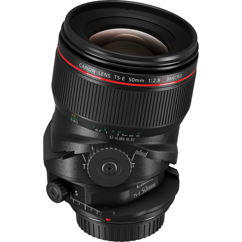 Canon TS-E 50mm f/2.8L Macro Lens Product Front View tilted towards right