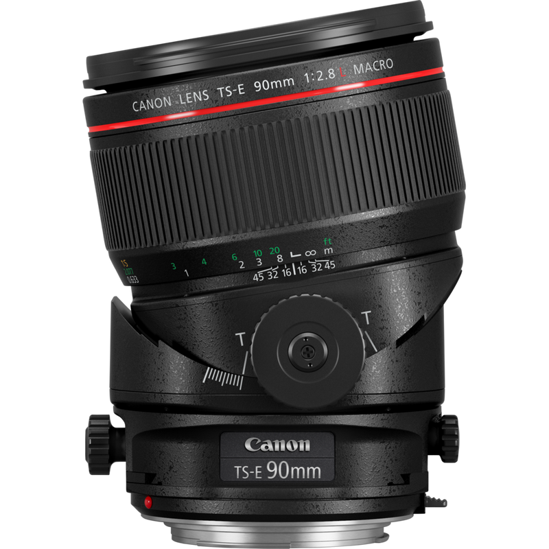 Canon TS-E 90mm f/2.8L MACRO Lens Product Front View tilted towards left