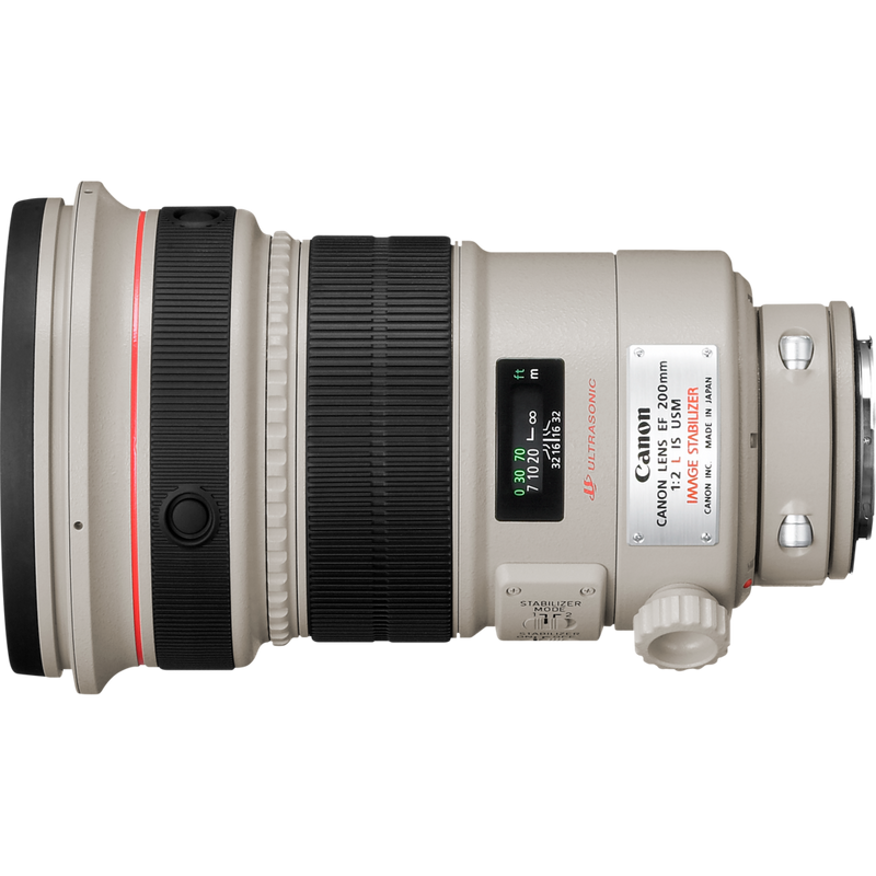 Canon EF 200mm f/2L IS USM Objektiv Produkt Ansicht von links