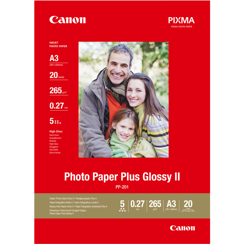 Canon PP-201 Glossy II Photo Paper Plus A3 - 20 Sheets