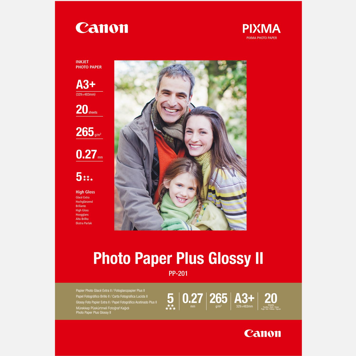 Papier photo brillant extra II A3 Plus Canon PP-201 - 20 feuilles