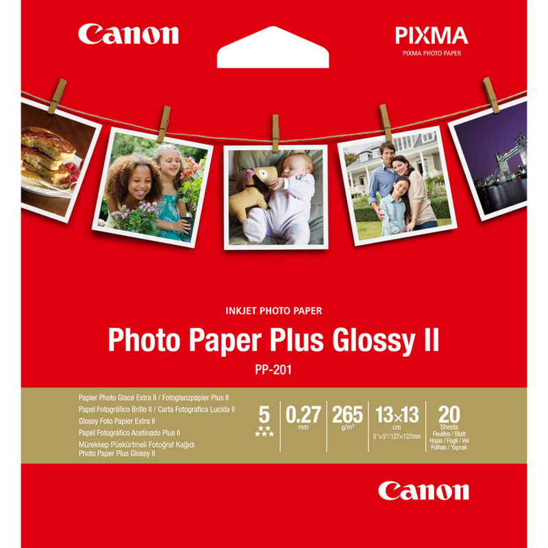 Canon PP-201 Glossy II Photo Paper Plus 5x5" - 20 Sheets