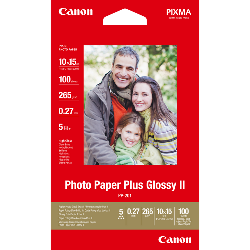 Canon PP-201 Glossy II Photo Paper Plus 4x6" - 100 Sheets