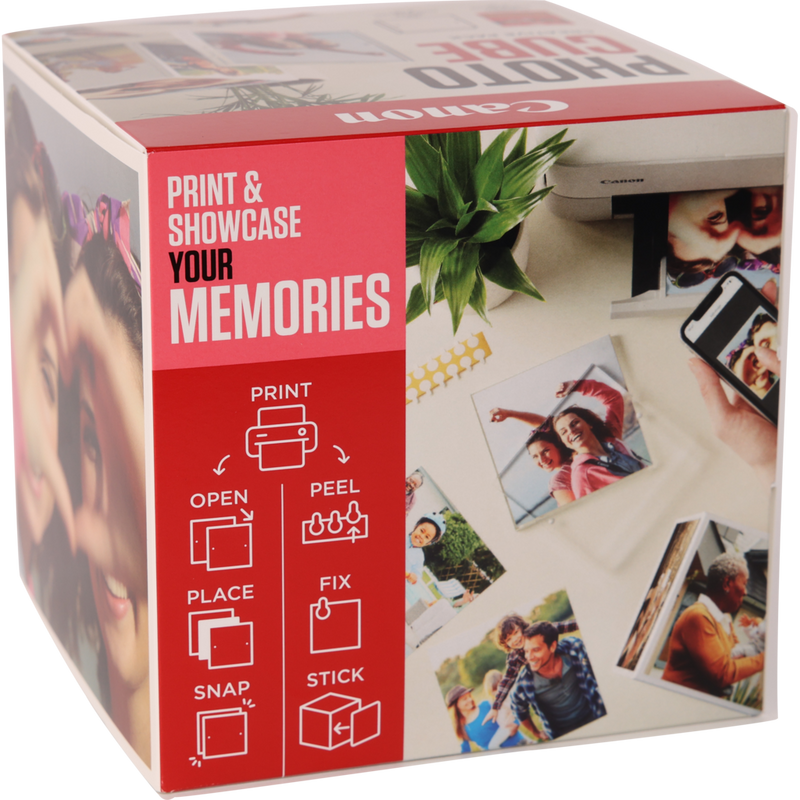 Canon Photo Cube and Frame + PP-201 5x5” Photo Paper Plus Glossy II (40 sheets) - Creative Pack, Pink Product Front view