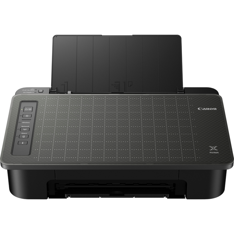 Impresora Canon PIXMA TS305 Producto Vista frontal con una bandeja de soporte de papel abierta