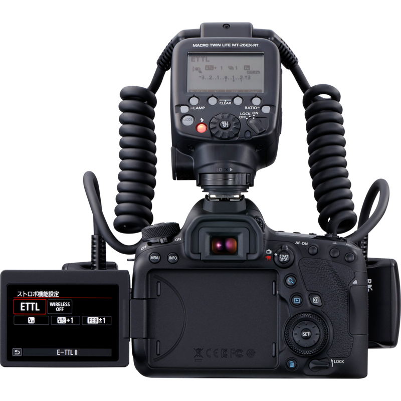 Canon MT-26EX-RT Macro Twin Lite Flash Product Back View on camera