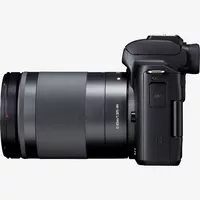 Canon EOS M50 Gehäuse + EF-M 18-150mm IS STM – Schwarz Produkt Ansicht von links