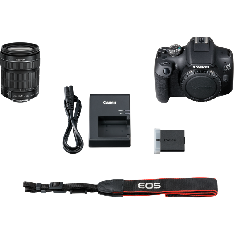 Canon EOS 2000D + obiektyw EF-S 18-135mm Produkt Zawartość pudełka