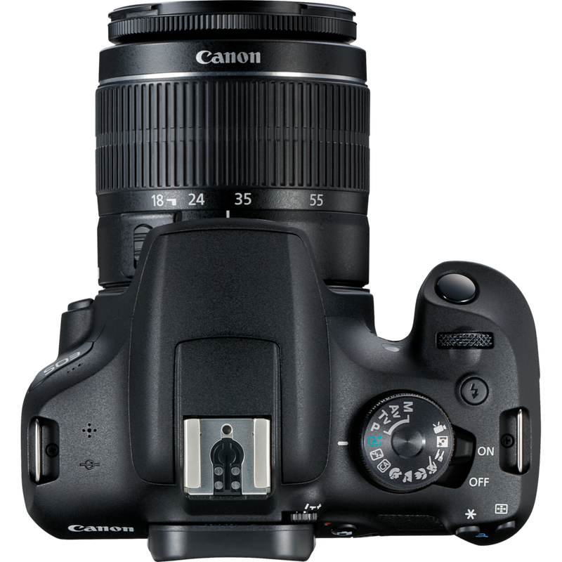 Canon EOS 2000D + EF-S 18-55mm IS II-objektiv Produkt Set ovenfra