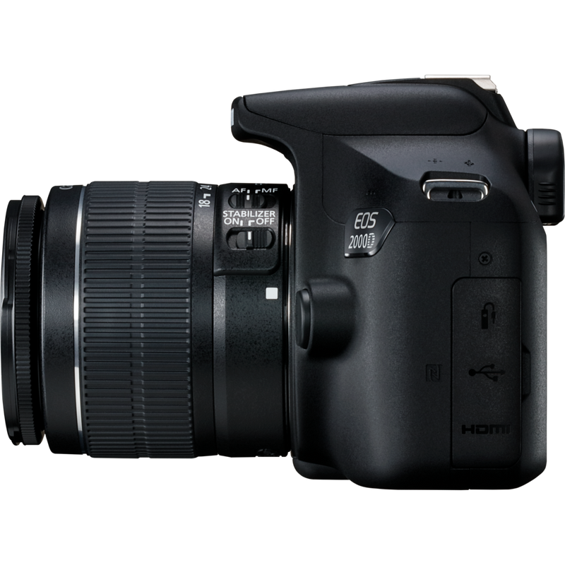 Canon EOS 2000D + Objectif EF-S 18-55mm IS II+ LP-E10 Produits Vue de droite