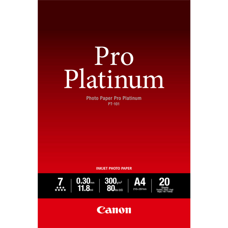 Comprar Papel Fotográfico Pro Platinum Canon PT-101 A4: 20 Hojas En ...