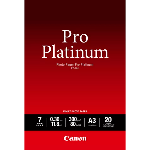 Canon PT-101 Pro Platinum Photo Paper A3 - 20 Sheets