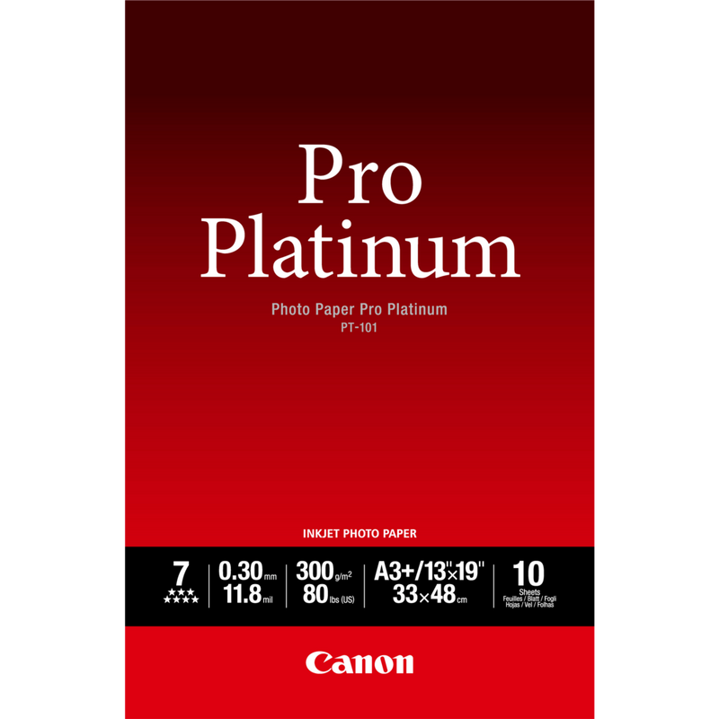 Canon PT-101 Pro Platinum Fotopapier A3 Plus – 10 Blatt Produkt Vorderansicht