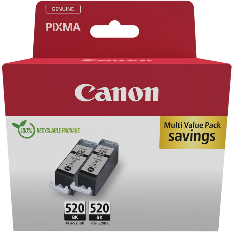 Canon PGI-520BK Black Ink Cartridge (Twin Pack)