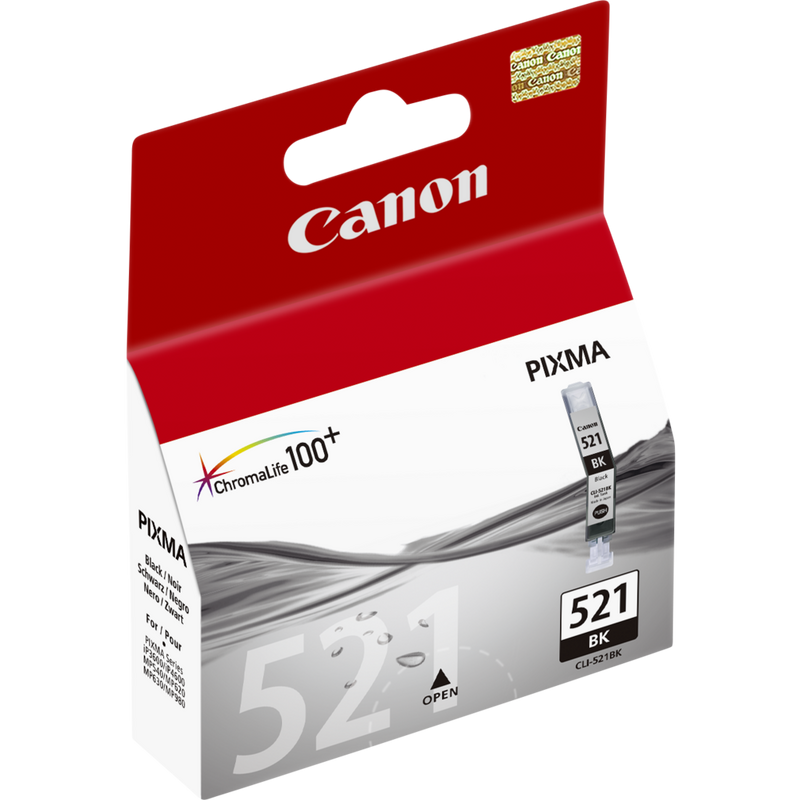 Cartucho de tinta negra Canon CLI-521BK Producto Vista izquierda