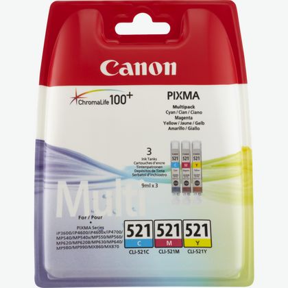 Image of Canon CLI-521 C/M/Y Colour Ink Cartridge Multipack