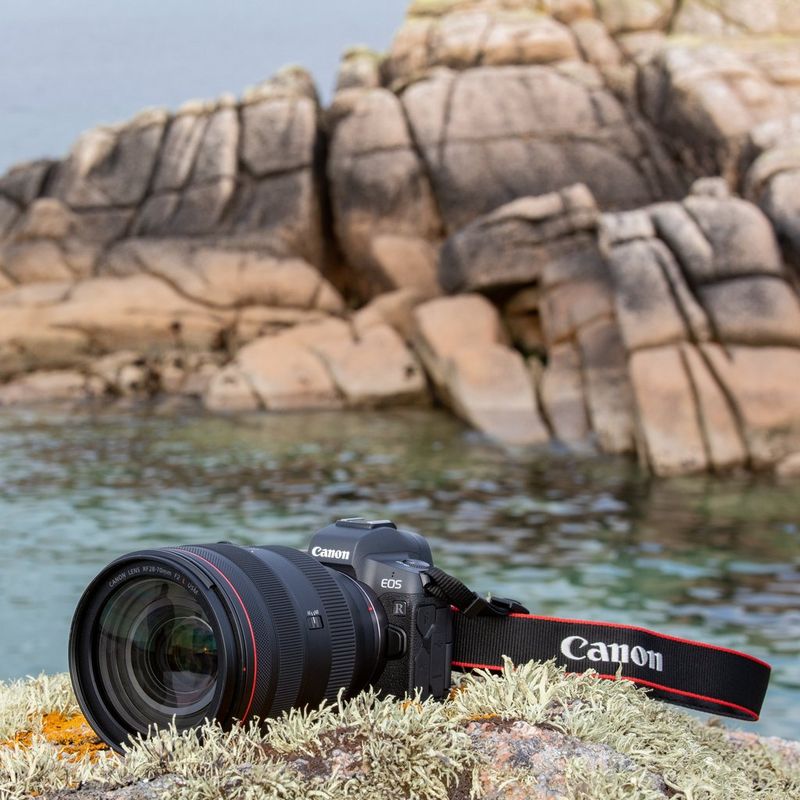 Canon RF 28-70mm F2L USM Lens The Lens with a Camera on a Rock
