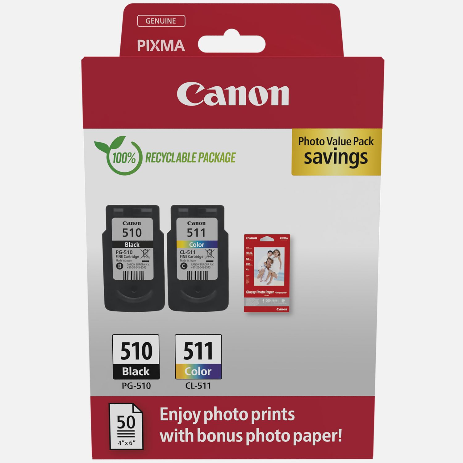 Canon — PG-510/CL-511 Shop Tintenpatrone Osterreich + Canon Fotopapier-Vorteilspaket