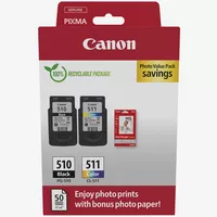 Canon PG-510/CL-511 Ink Cartridge + Photo Paper Value PackProduct Front View