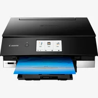 Multifonction 3-en-1 Canon PIXMA TS8250, Noir Produit Vue avant, montrant le bac à papier déplié