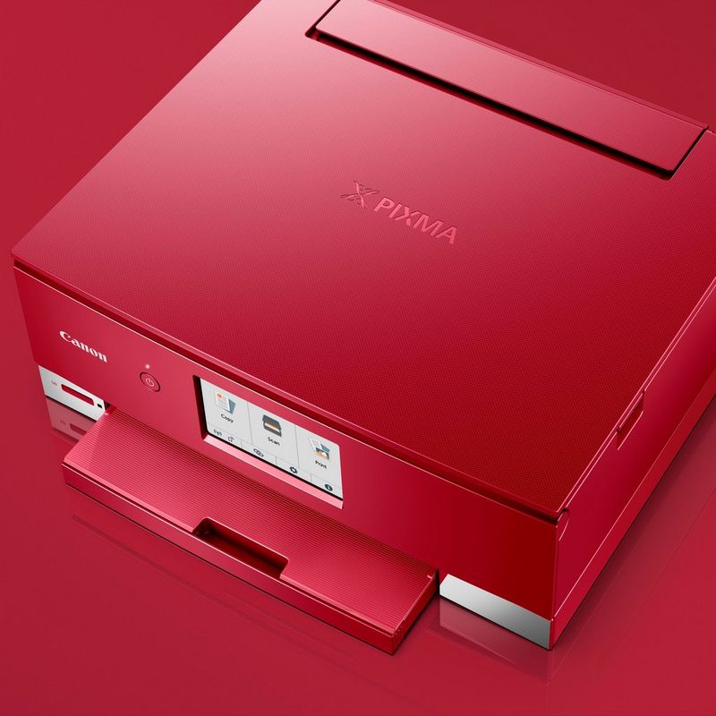 Impresora fotográfica multifunción PIXMA TS8252 de Canon, roja Producto Vista superior inclinada