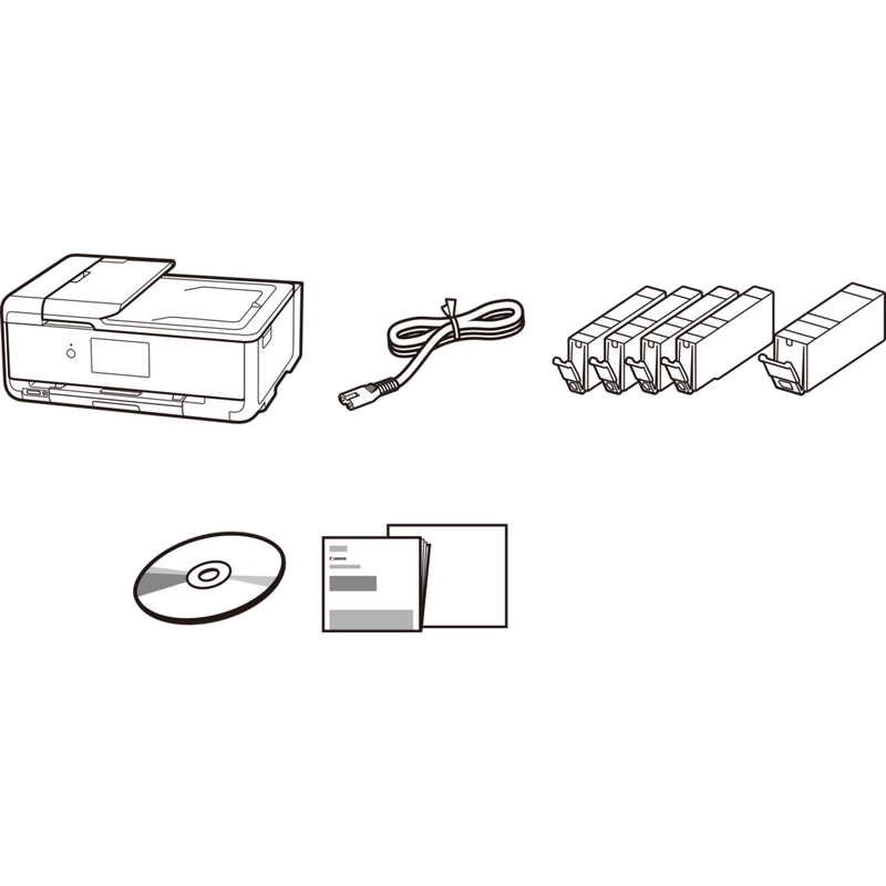 Canon PIXMA TS9550 Wireless A3 Colour All in One Inkjet Photo Printer, Black Product With The Box Contents