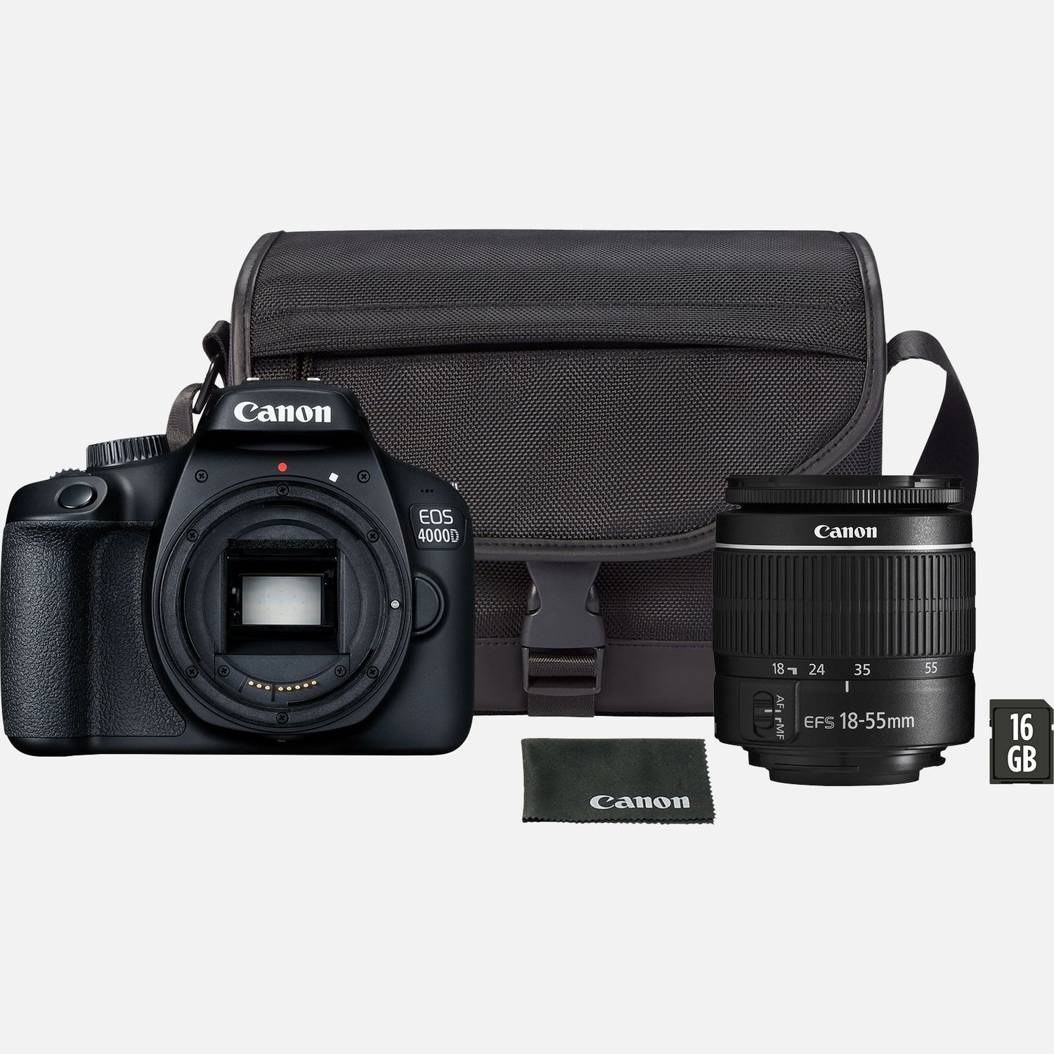 Image of Fotocamera Canon EOS 4000D, Nero + Obiettivo 18-55 III + Borsa SB130 + Scheda SD (VUK)