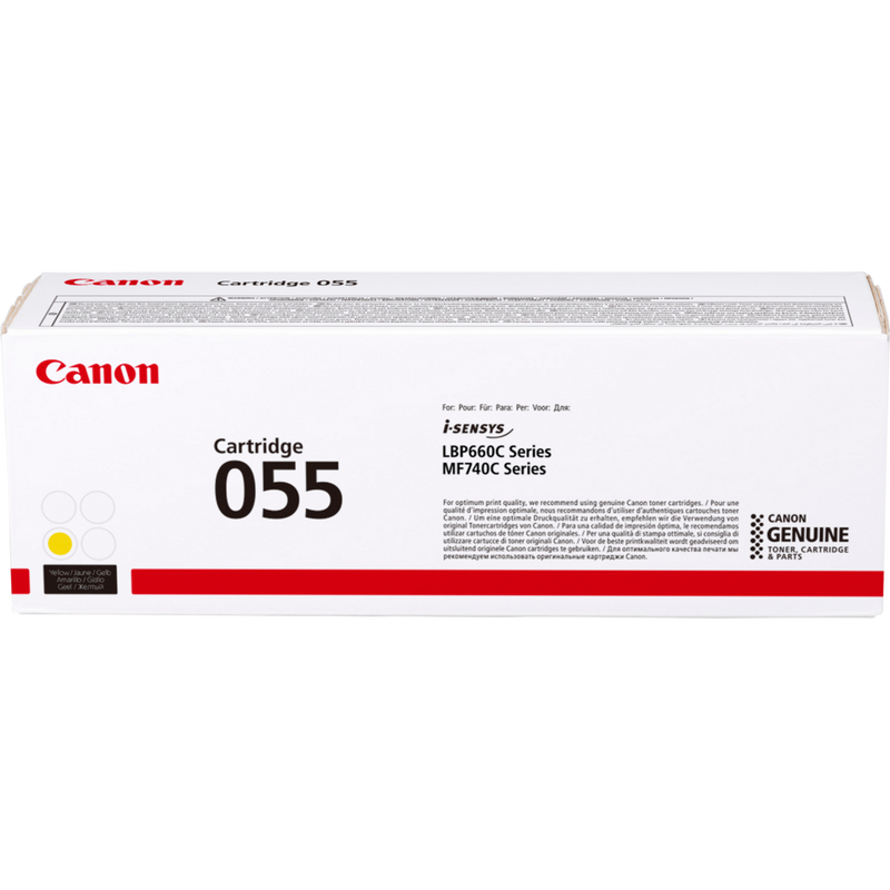 Canon 055-tonerpatron, gul Produkt Emballage set forfra