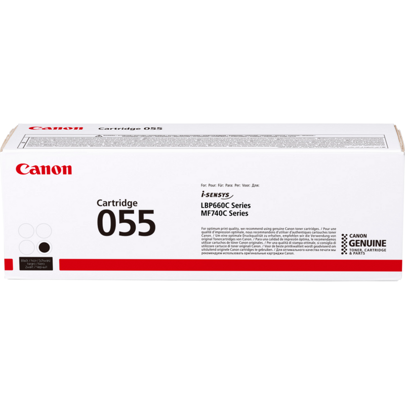 Canon 055 Toner Cartridge, Black Product Packaging Front View