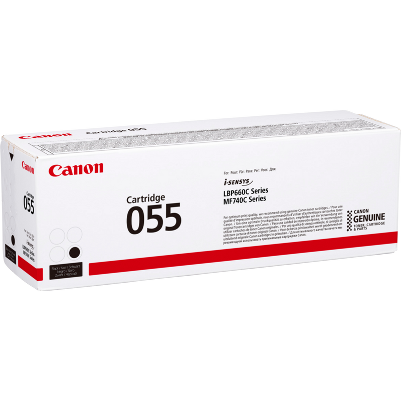 Canon 055 Toner Cartridge, Black Product Packaging Left View