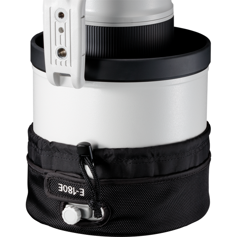 Tapa de objetivo Canon E-180E Producto Vista lateral con un botón del objetivo visible