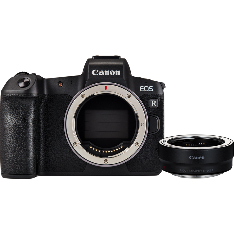 Canon EOS R Body + Mount Adapter EF-EOS R Product Front View of the Kit Content