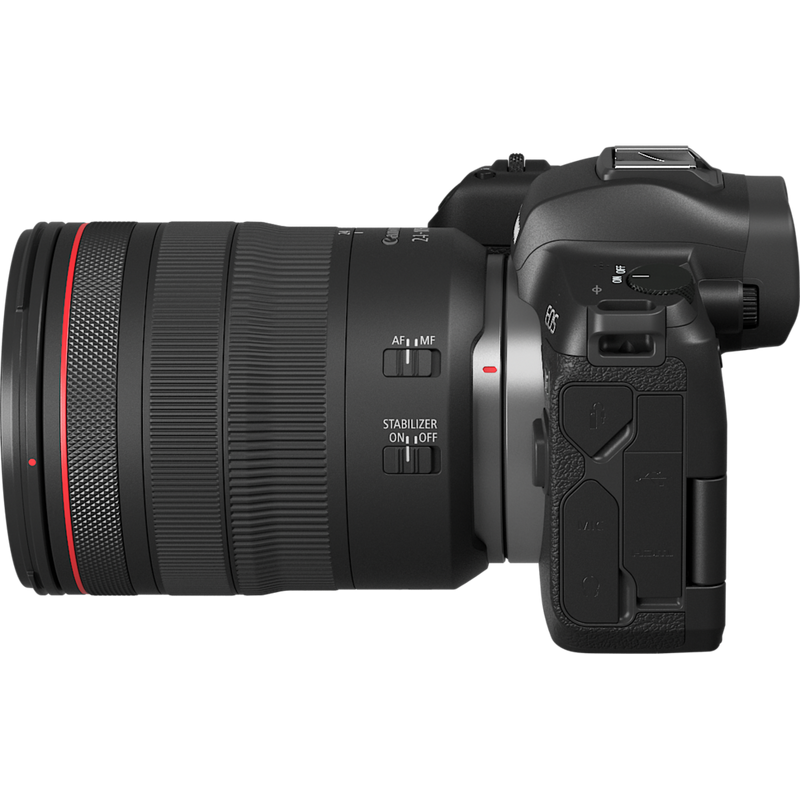 Canon EOS R Body + RF 24-105mm F4L IS USM Lens + Mount Adapter EF-EOS R Product Left View