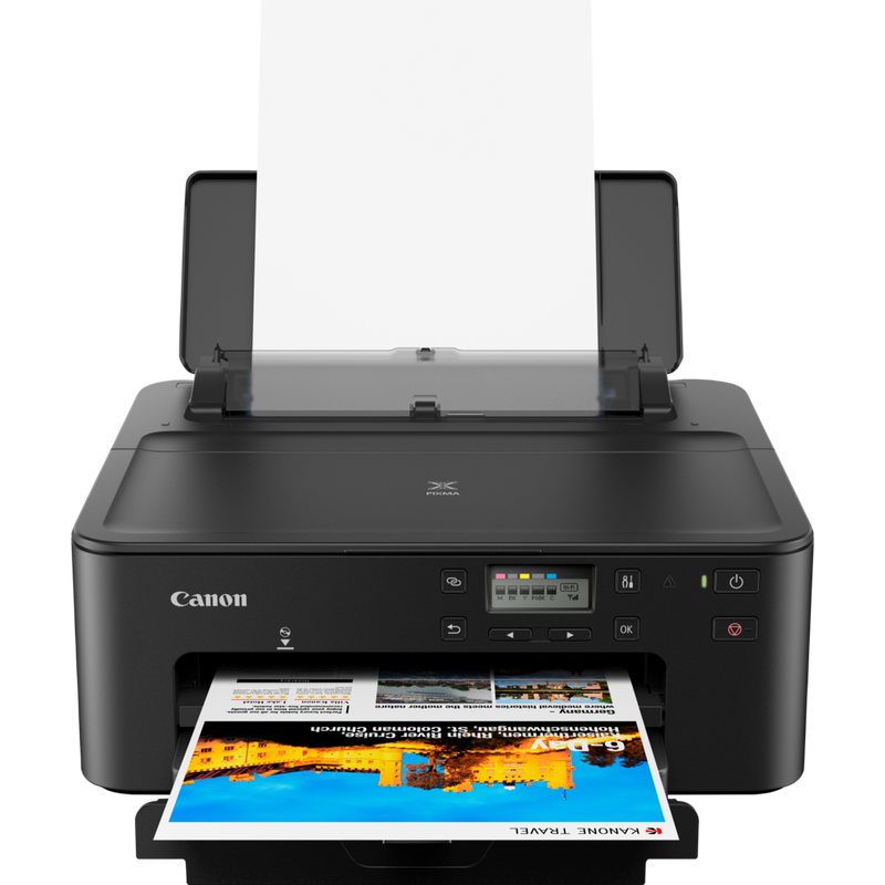 Canon PIXMA TS705 Inkjet Printer Product Front View With Paper Tray Out And Paper Support