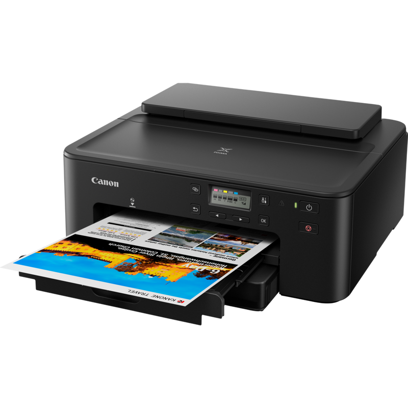 Canon PIXMA TS705 Inkjet Printer Product Front Slant View With Paper Tray Out