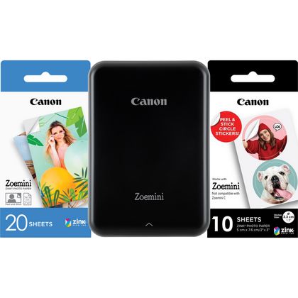 Imprimante photo couleur portable Canon Zoemini, noir + papier