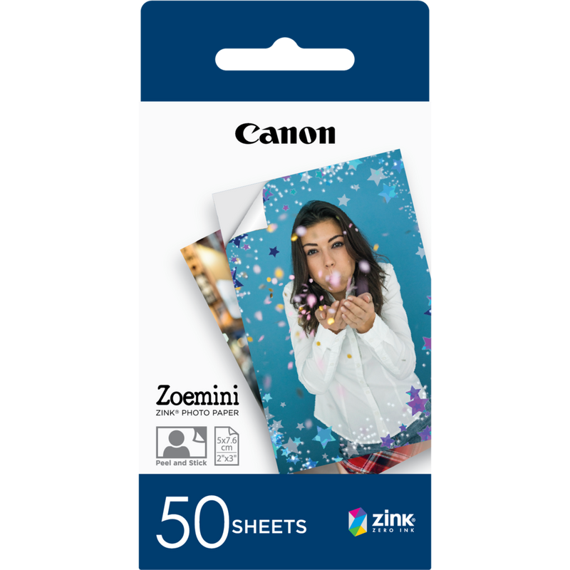 Papier photo Canon ZINK™, 5 x 7,6 cm, 50 feuilles + album photo + support photo Produits Vue avant du papier Zink