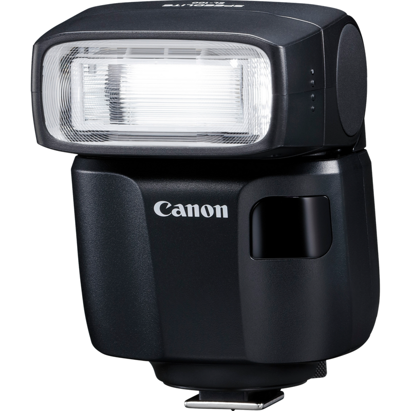 Canon Speedlite EL-100 Blitzgerät Produkt Ansicht von rechts mit sichtbarem Blitz