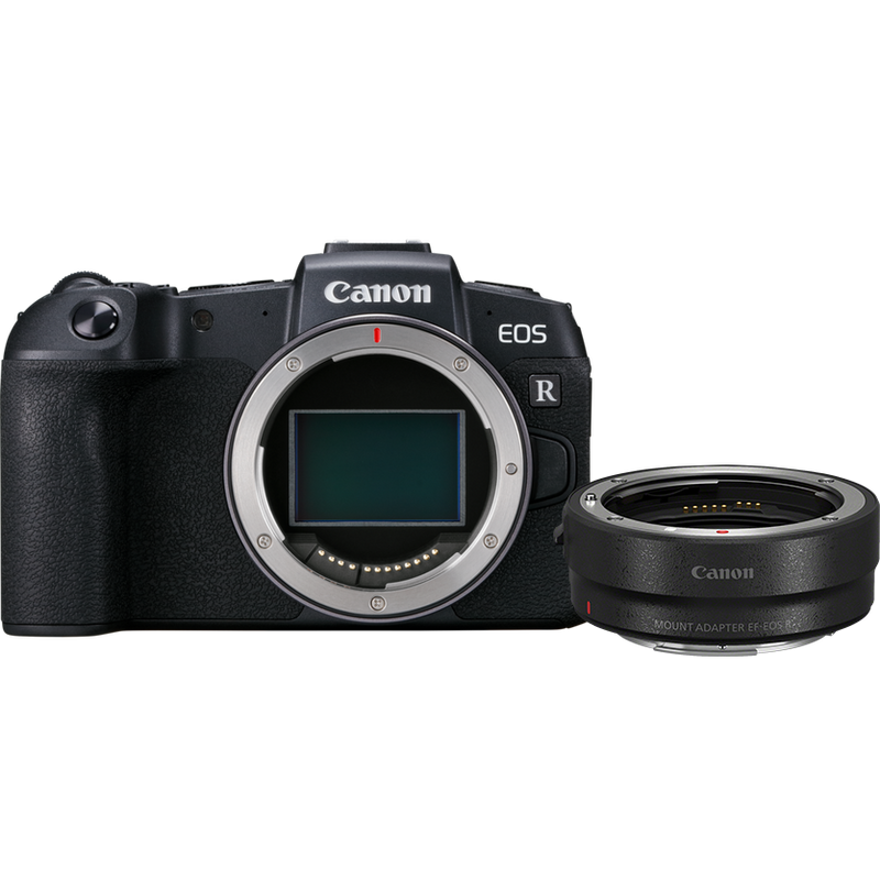 Canon EOS RP Body + Mount Adapter EF-EOS R Product Front View of the Kit Content