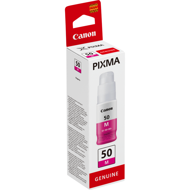 Canon GI-50 M, Hohe Reichweite, Tintenflasche, Magenta Produkt Ansicht von links