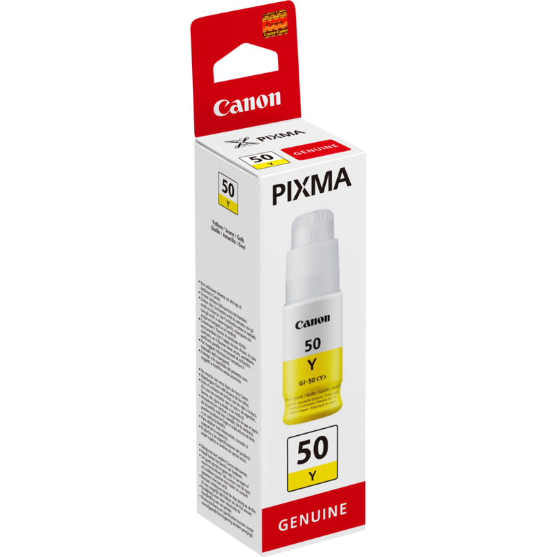 Canon GI-50 Y, alto rendimiento, botella de tinta, amarilla Producto Vista izquierda