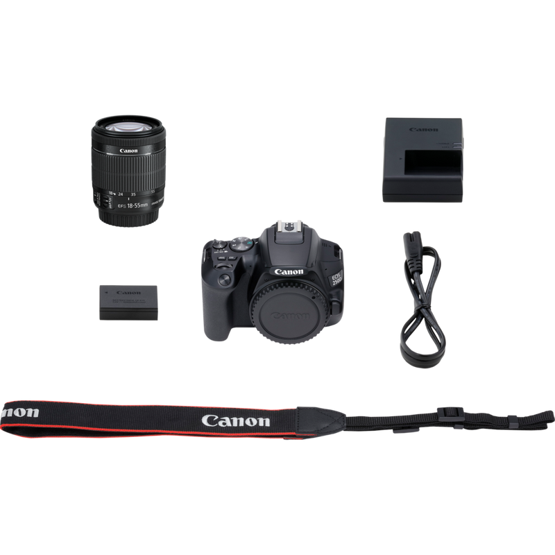 Canon EOS 250D Body, Black + EF-S 18-55mm f/4-5.6 IS STM Lens Product What's In The Box